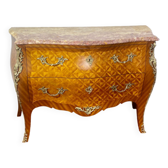 Louis XV style chest of drawers with diamond marquetry