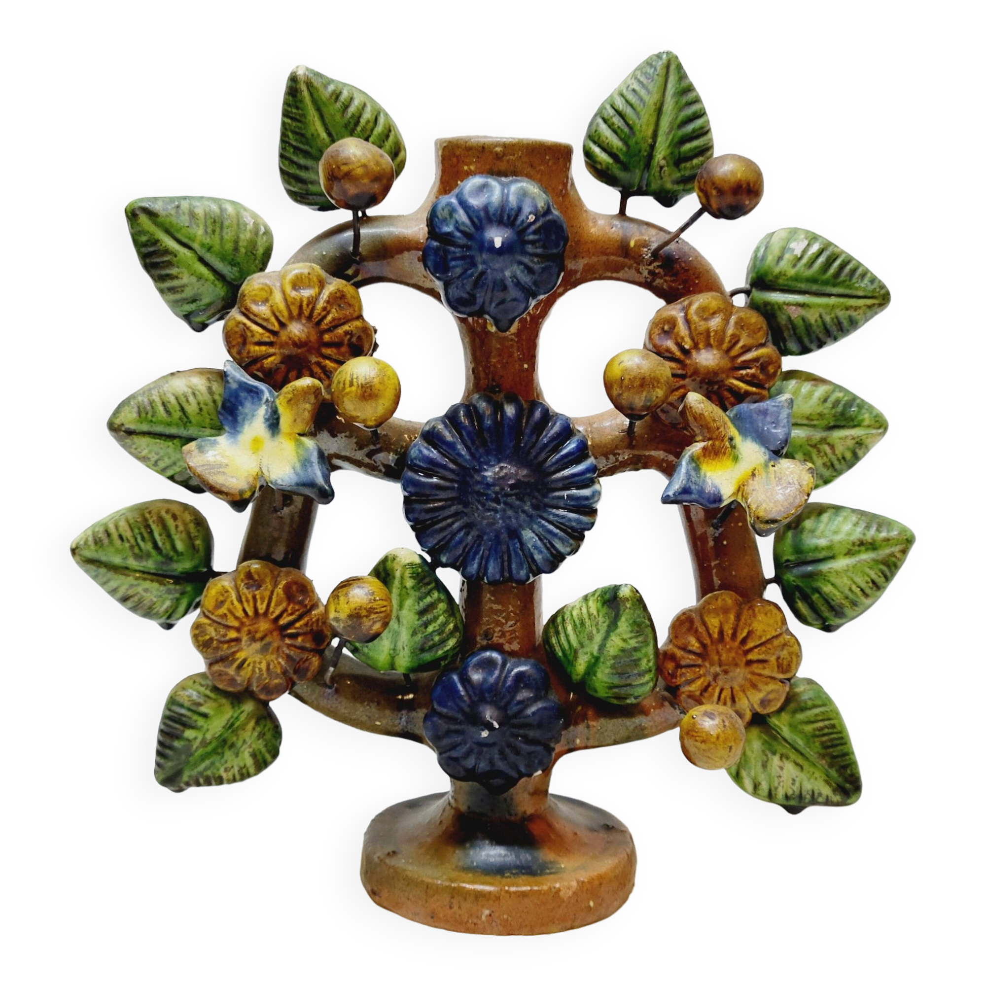 Chandelier Vintage Arbre De Vie Mexique Mexicain En Terre Cuite Émaillée