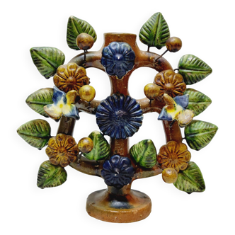 Chandelier Vintage Arbre De Vie Mexique Mexicain En Terre Cuite Émaillée