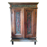 Indonesian cabinet in carved and painted exotic wood
