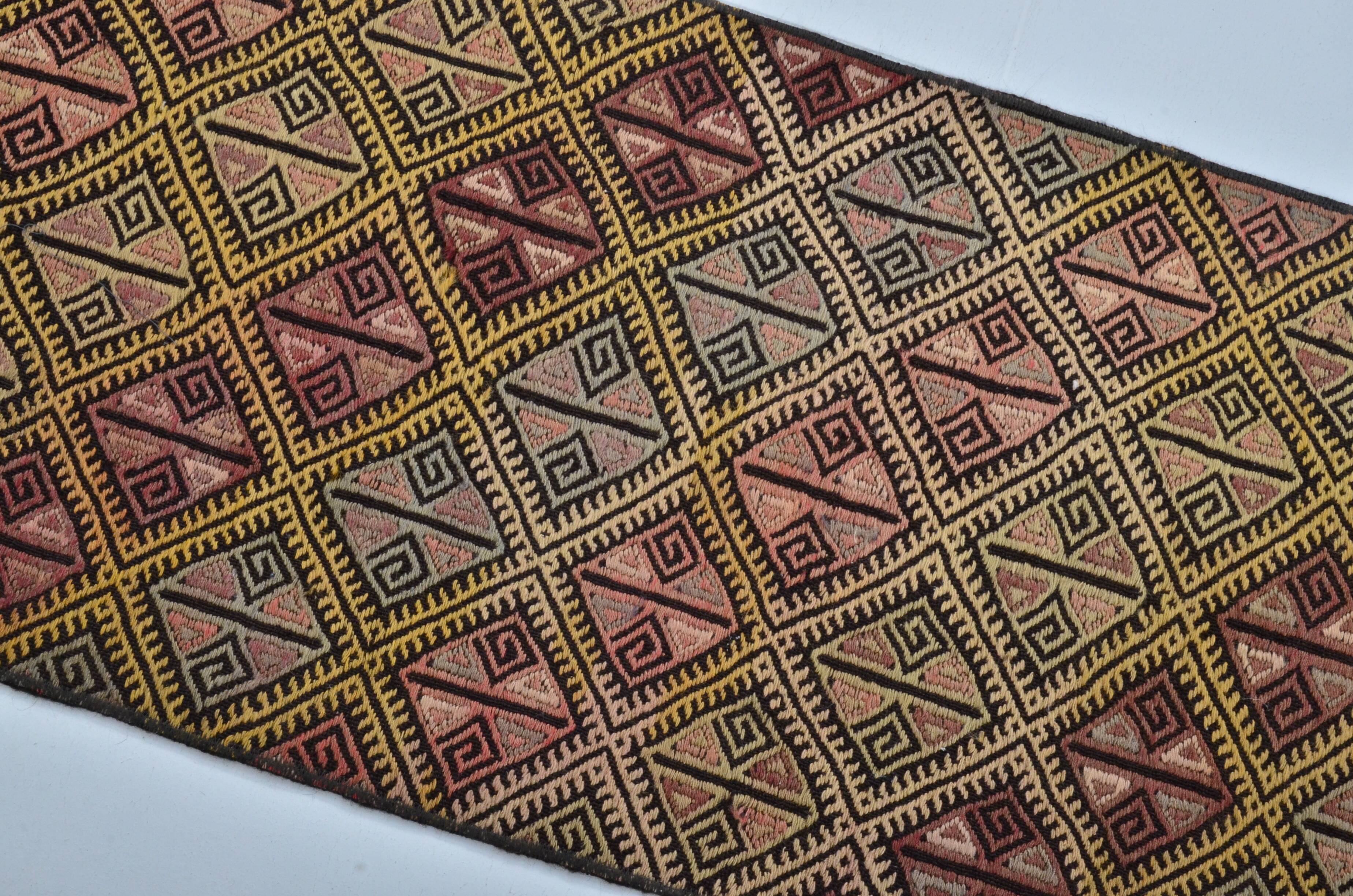 Anatolian Floral Vintage Kilim Runner sku 3397