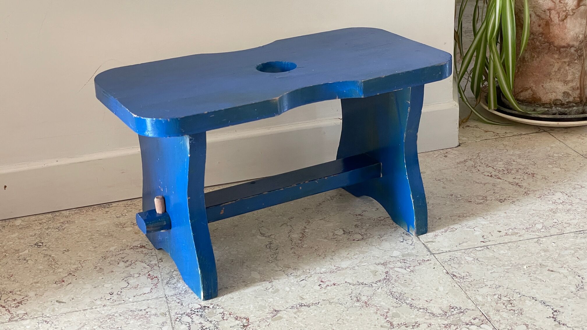Vintage stool blue electric