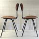 Pair of designer metal and wood chairs - 1950s