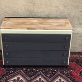 Commode en tôle émaillée et chêne 1950. Livraison gratuite