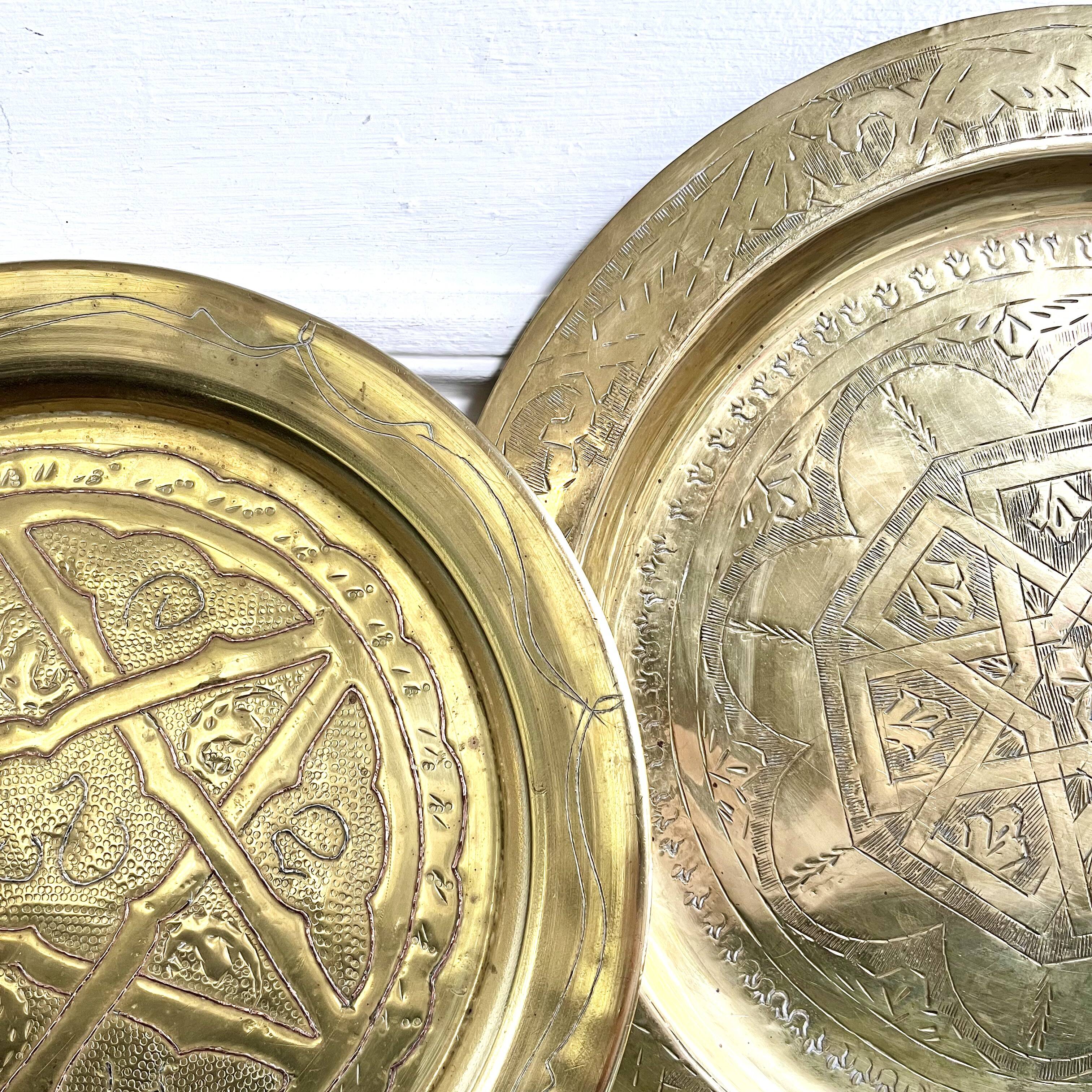 Vintage oriental brass plates