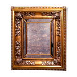 Venetian Art Nouveau large aged glass- Carved vintage mirror