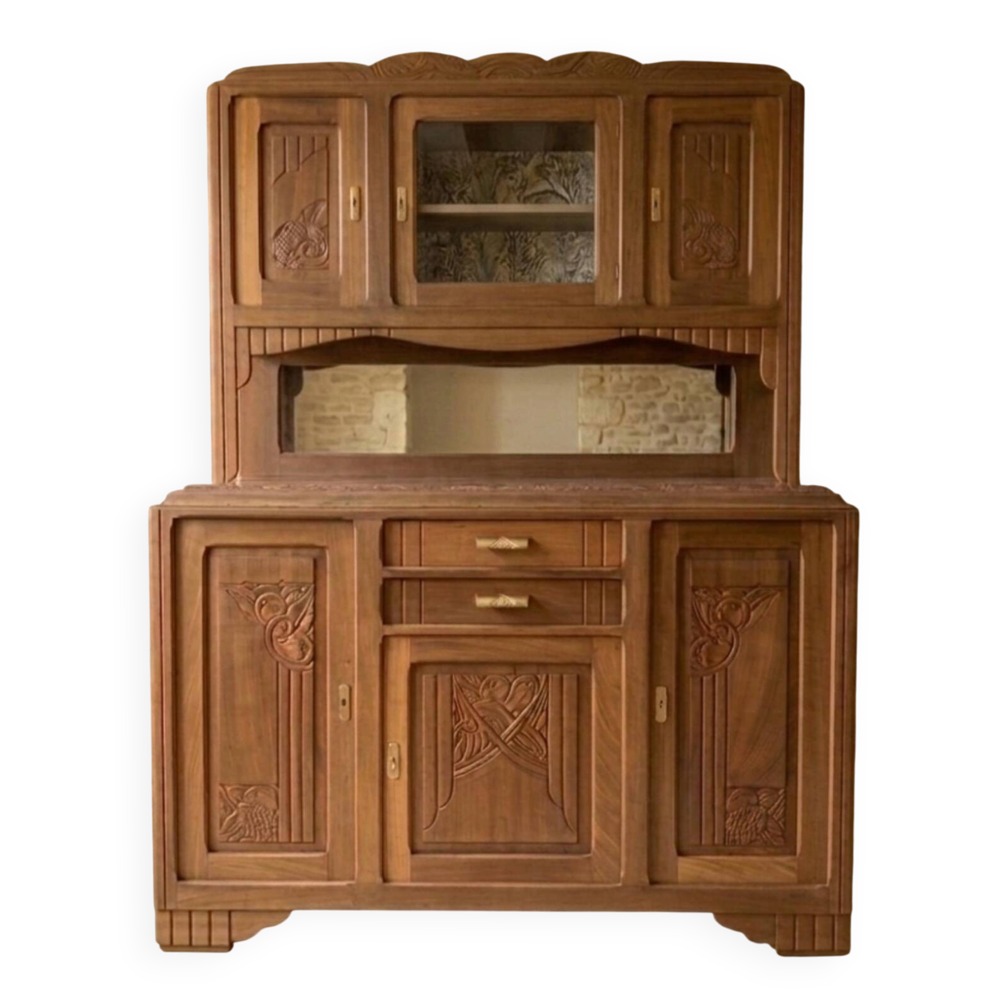 Buffet art déco en noyer massif
