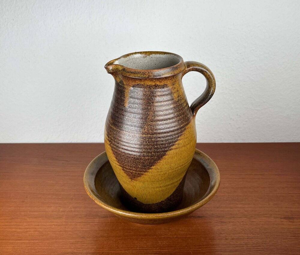 Ceramic Jug and Bowl Set, German Mid-Century Trenck Keramik Kellinghusen, 1960s, Set of 2