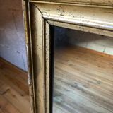 Mirror with golden mercury parquet signed david frame wood and stuck