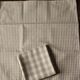 Lot 6 gingham cotton napkins and beige linen tiles