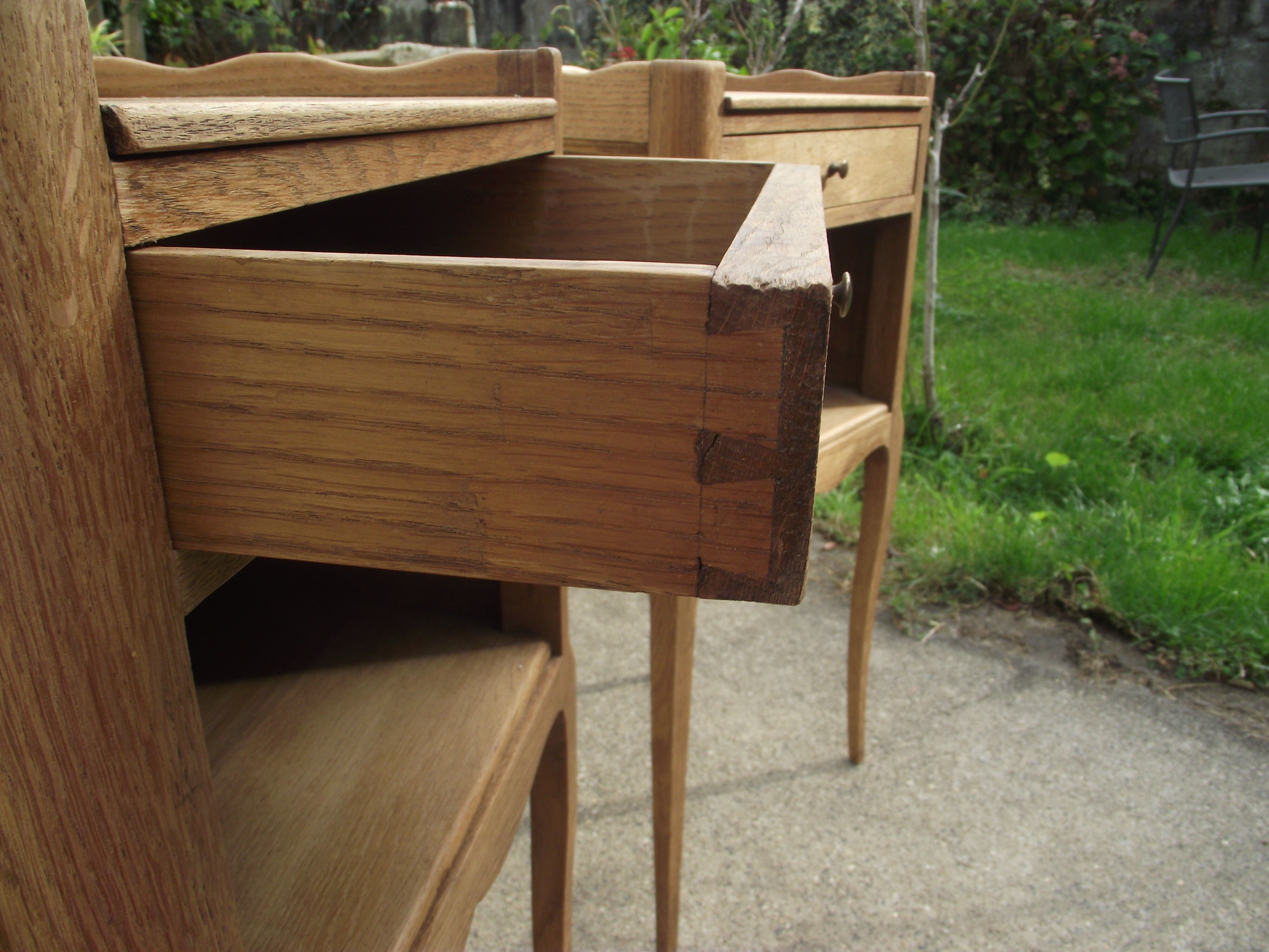 Pair of bedside style Louis XV solid oak