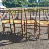 Series of 4 decked bistro chairs