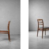 Vintage Mid-Century Danish Modern Elegant Teak & Grey Fabric Chairs, 1960s