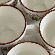 Pagnossin earthenware floral coffee cups, Treviso, Italy.