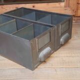 Set of two gray industrial lockers with dividers