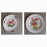 Two plates Les Islettes 19th century Rooster plate