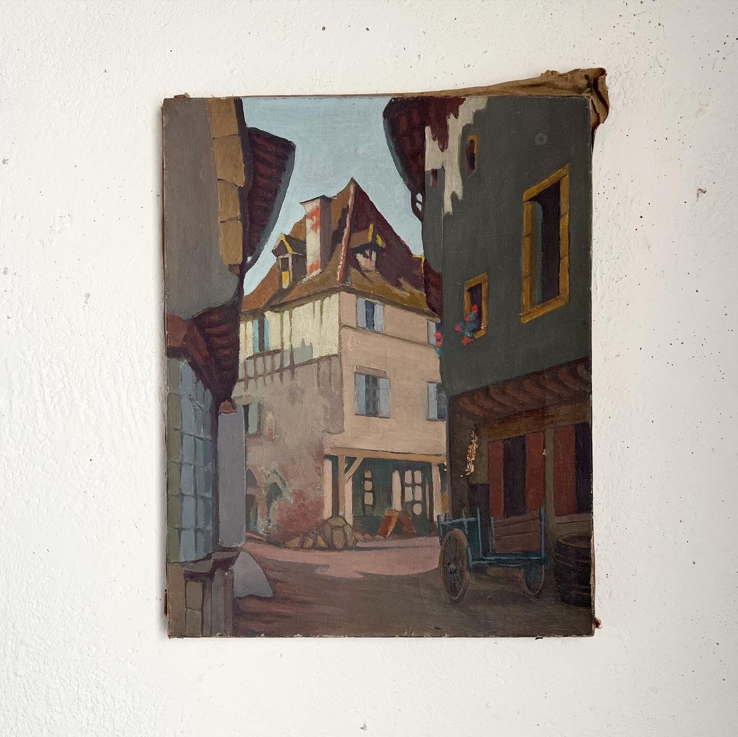 Painting of a French country village