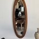 Vintage oval mirror in oak with bevelled glass H120 W43 D2