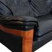 Paolo Gucci for Formitalia – two-seater sofa in black leather and burl wood