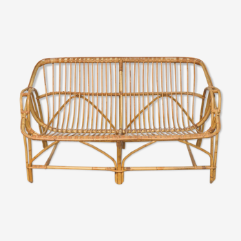 Banc rotin bambou vintage