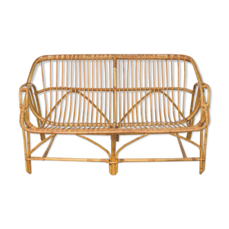 Banc rotin bambou vintage