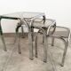 Set of 3 nesting tables, chrome and smoked glass, 1970s.