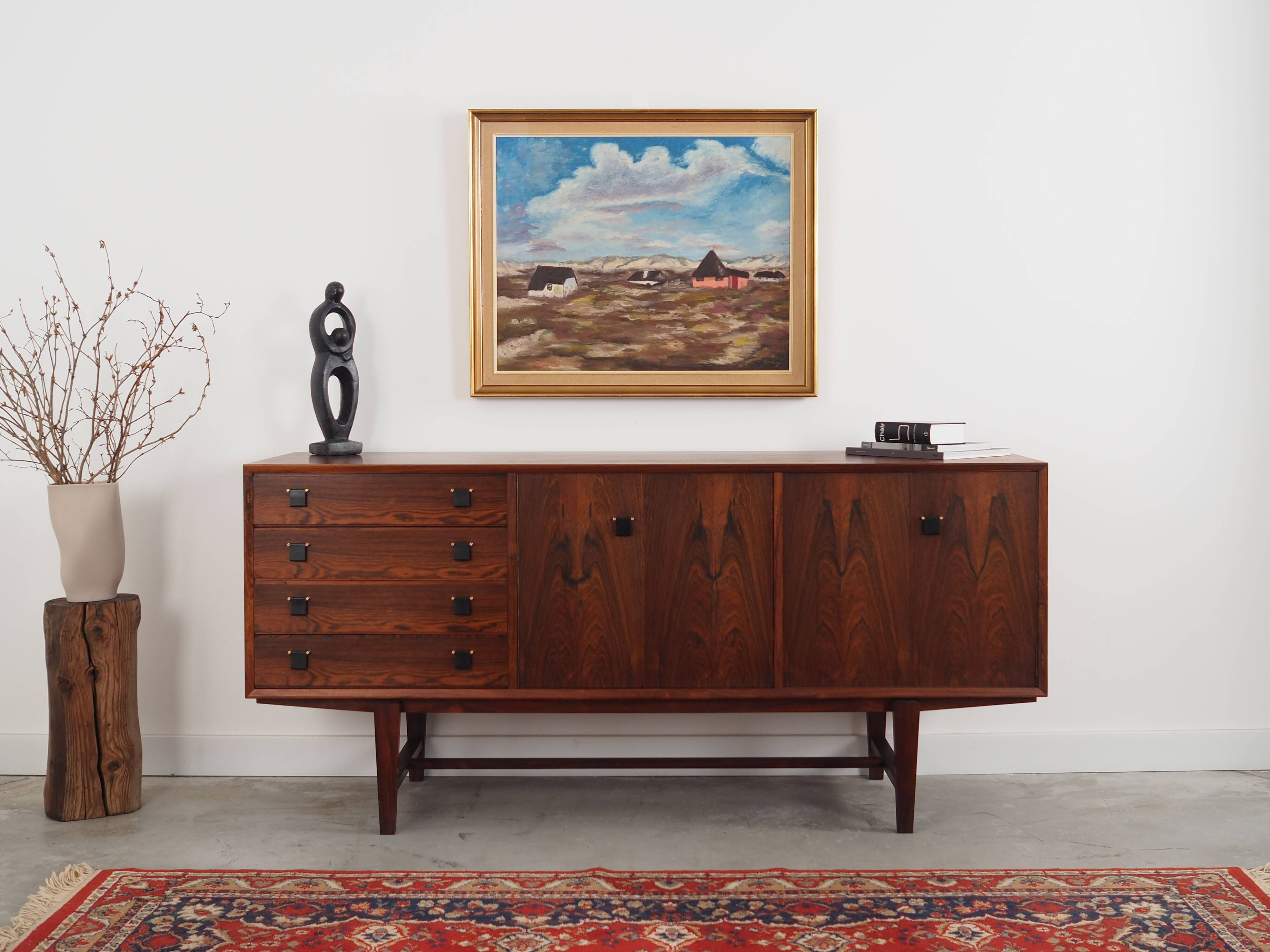 Tableau « Le village dans les nuages », design scandinave, années 1970