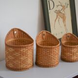 Trio of walled jar cache in braided wicker