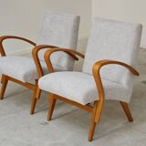 Pair of restored armchairs in large bouclette by Frantisek Jirak for Tatra 1960