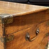1930s English oak dressing table with beveled oval mirror
