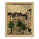 Old painting oil painting landscape of an old town square, signed A.Lemaire, framed.