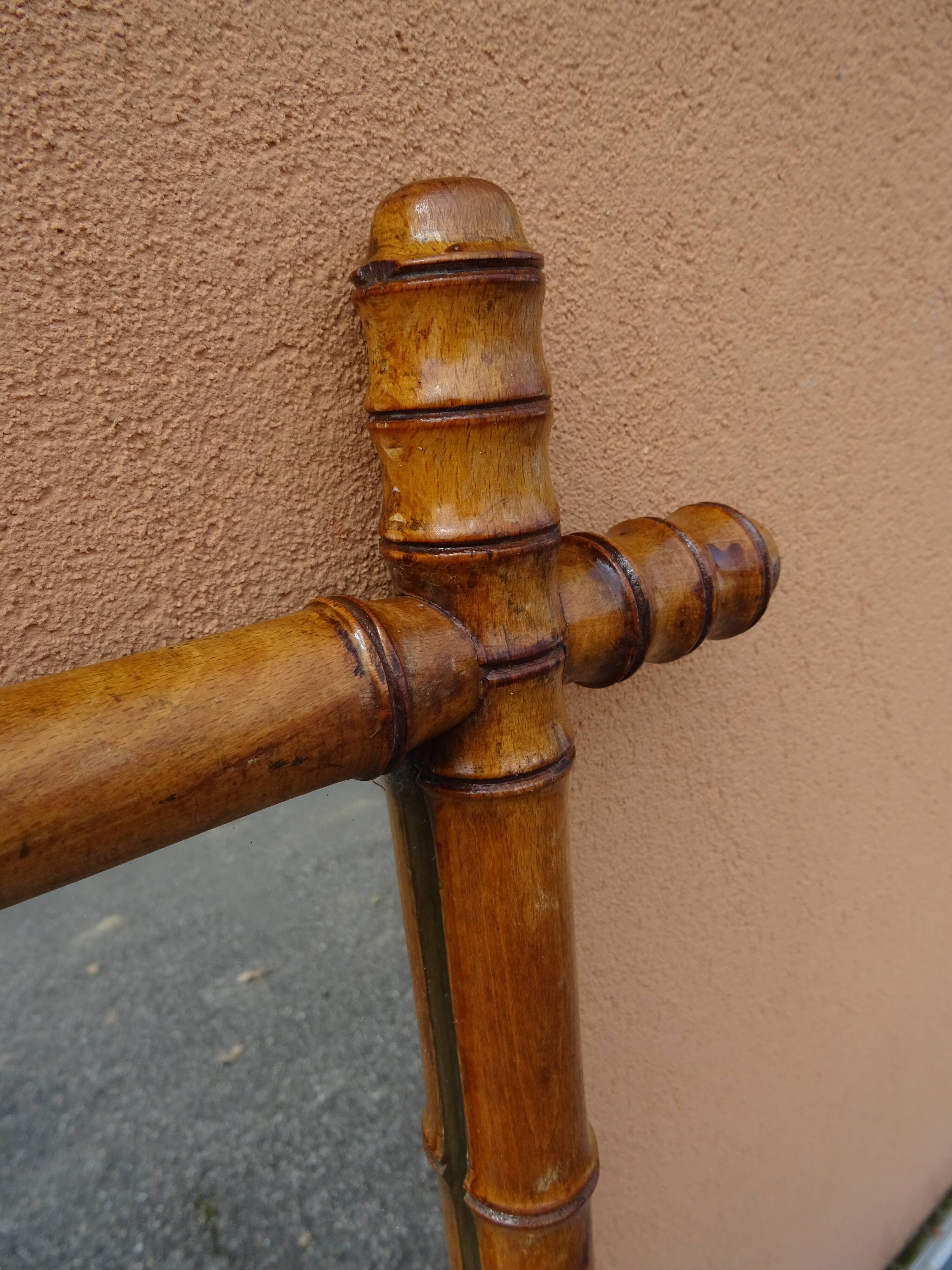 Old wood mirror bamboo 76 x 60 cm