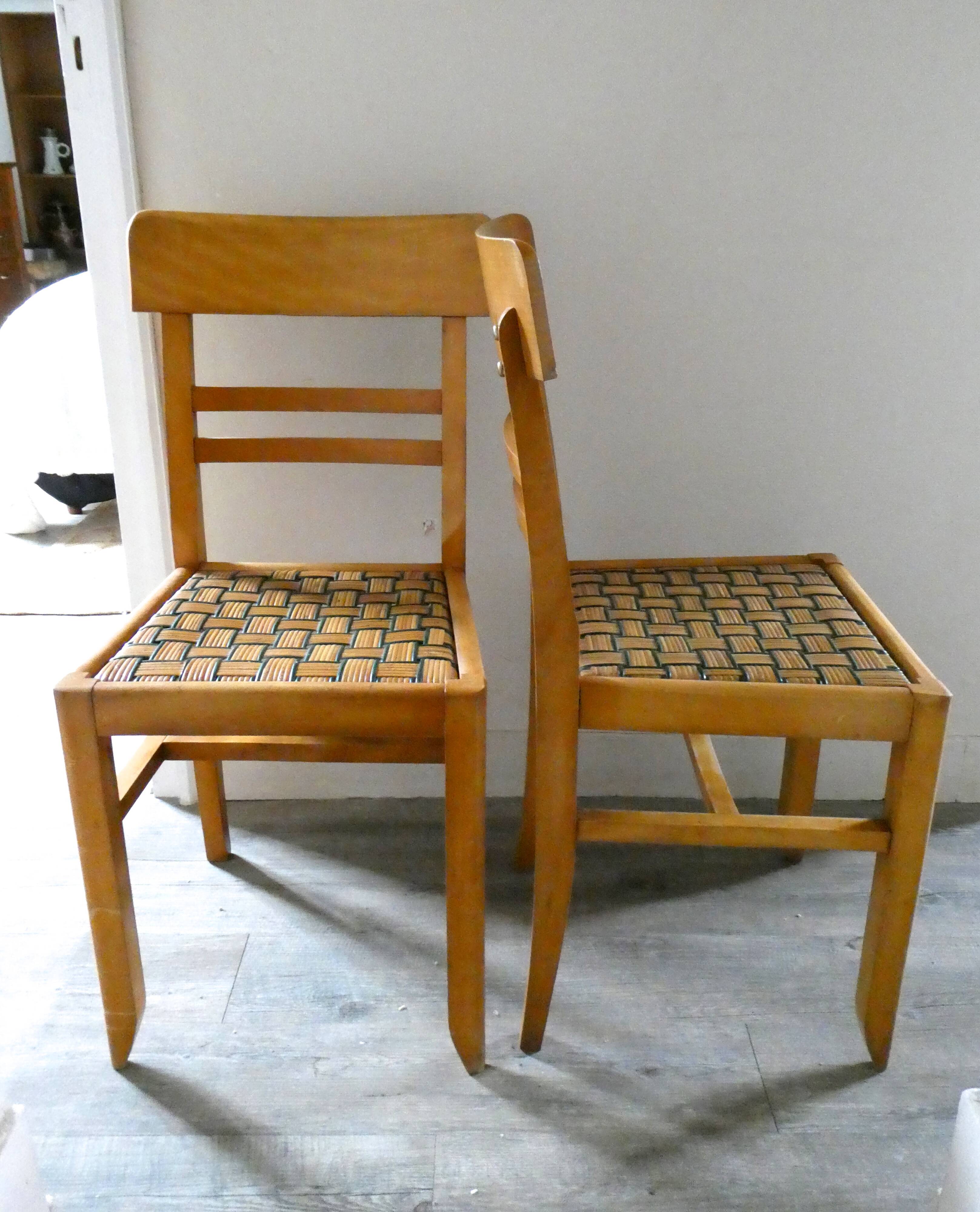 Pair of chairs, sitting in braided wicker, 50 years