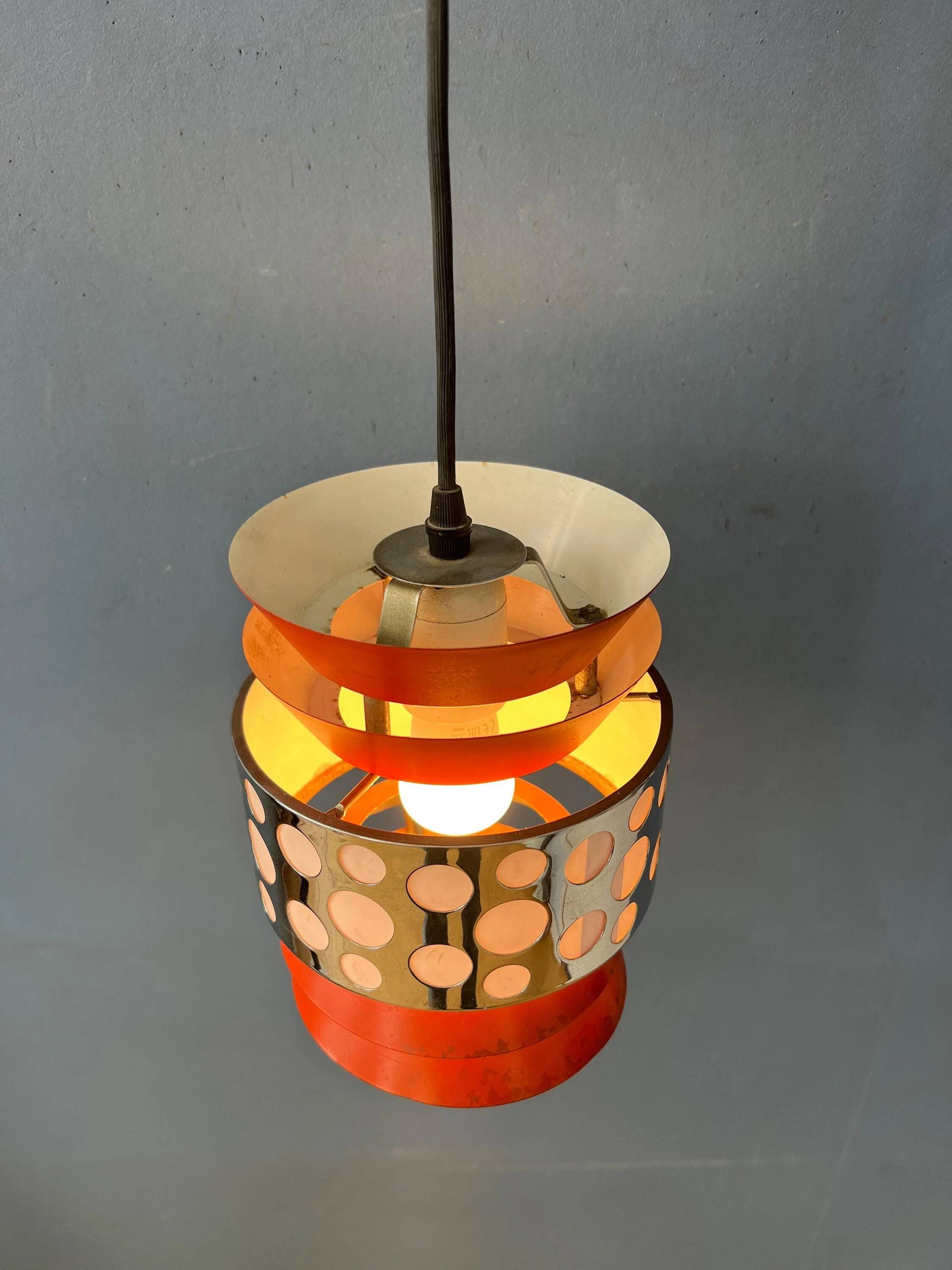 Vintage orange suspension lamp in the Massive Belgium style, Space Age.
