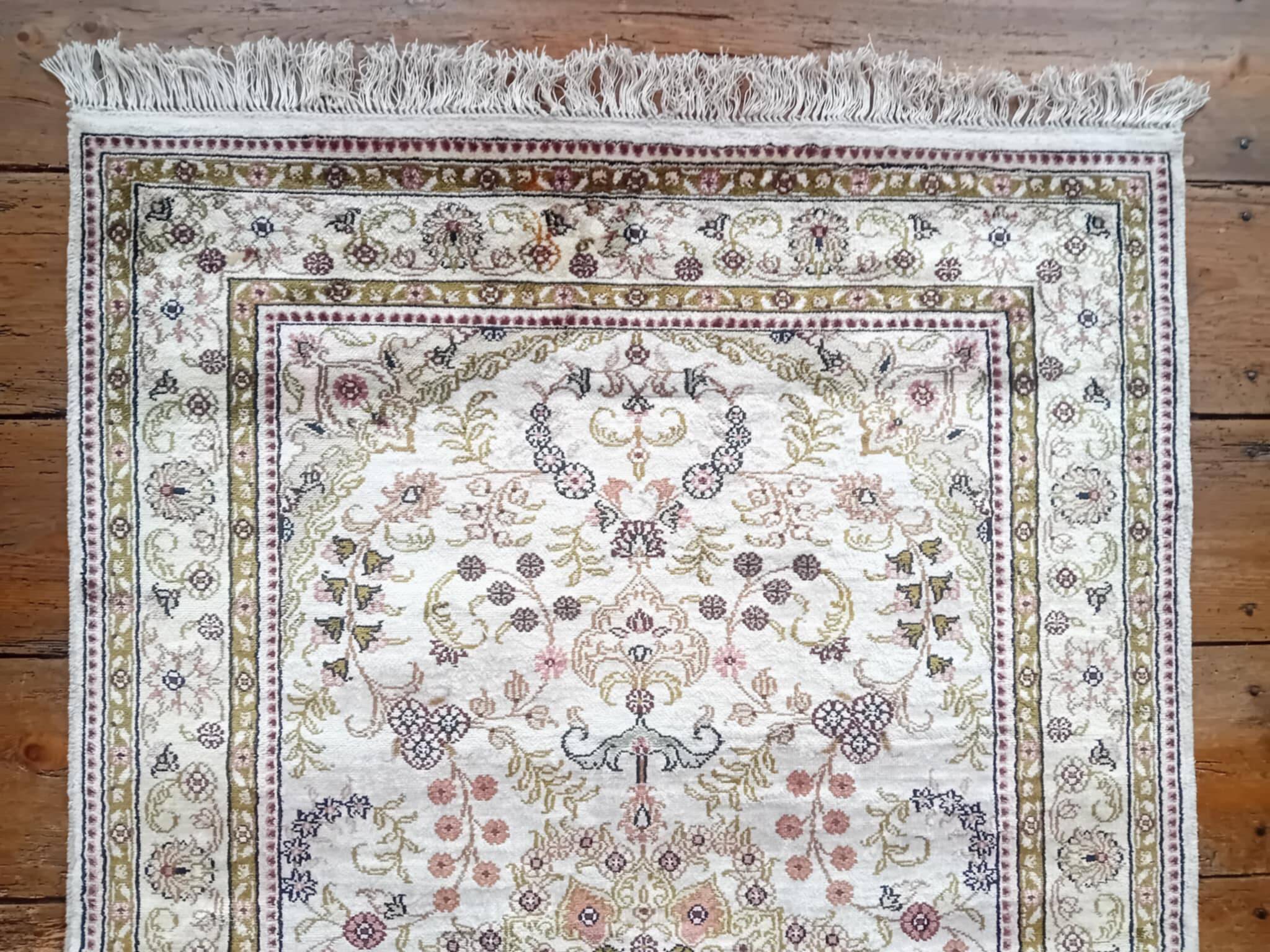 Handmade silk cashmere rug 151x92cm