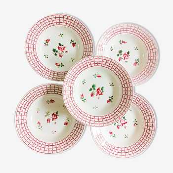 Set de 5 assiettes creuses Digoin Rosa