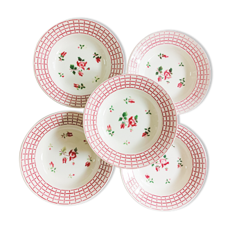 Set de 5 assiettes creuses Digoin Rosa