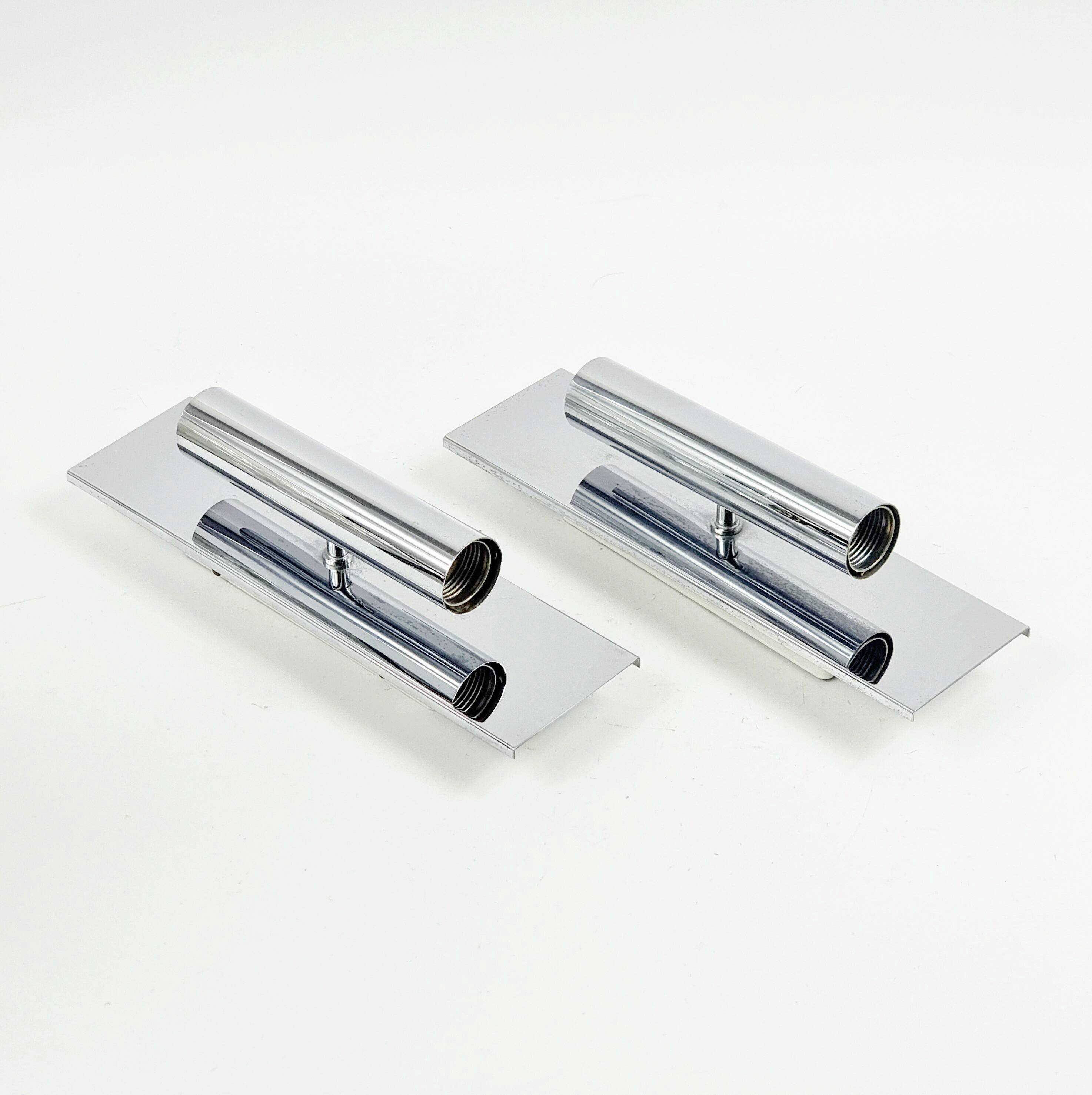 Pair Of Mid Century Sputnik Chrome Wall Lamps From Doria, Germany, 1970s