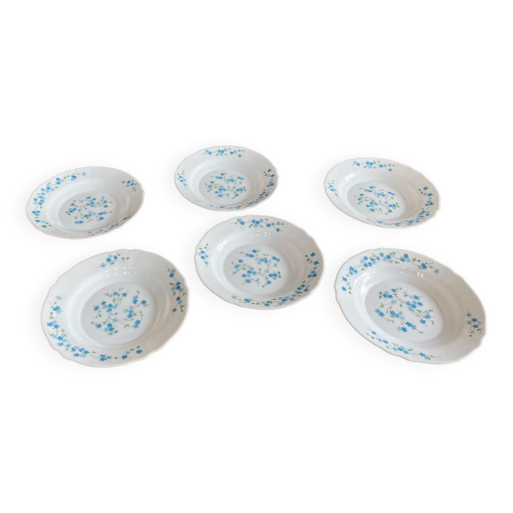 Lot De 5 Assiettes Creuses Arcopal - Modèle Myosotis Veronica (Verre)