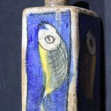 Antique Qajar Pottery Fish Vase Glazed Ceramic Hand Painted Antique Tea Bottle