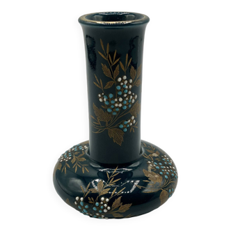 Small Gien vase in enamelled earthenware • Napoleon III