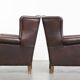 Comfortable and very beautiful set of 2 cow leather wingback armchairs in English style