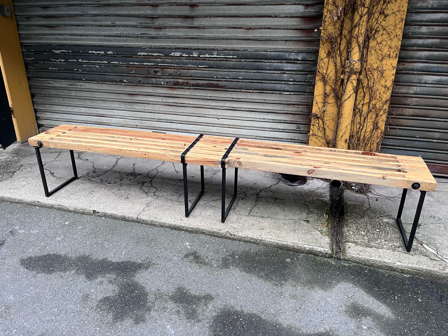 Banc extensible industriel bois et métal 160/260 cms