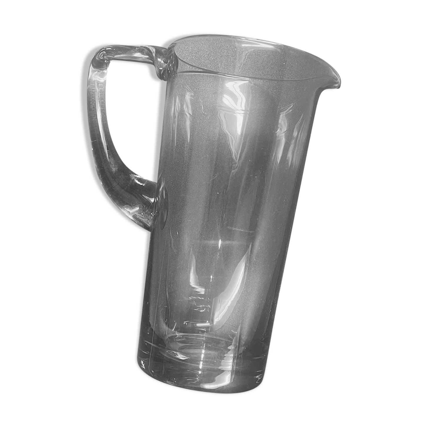 elegant water or orangeade pitcher in smoked glass from the 1970s - 25 cm