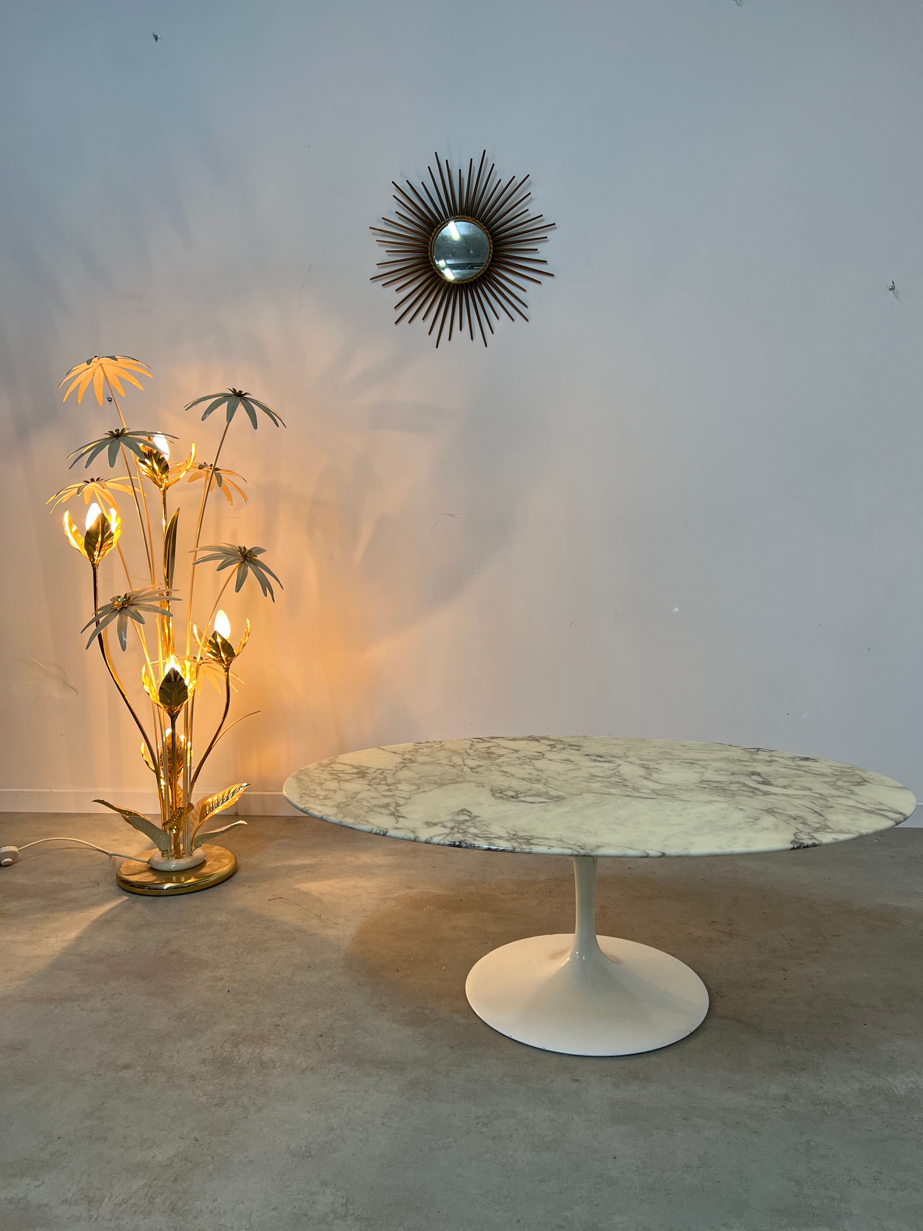 Floor lamp flower metal Design Hans Kögl Scandinavian vintage 5 burners