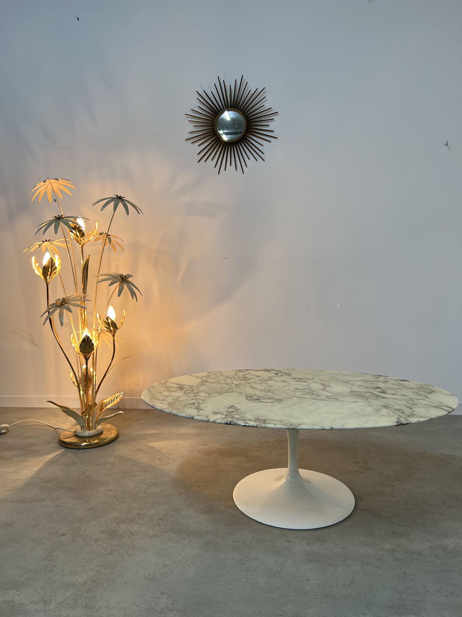 Floor lamp flower metal Design Hans Kögl Scandinavian vintage 5 burners