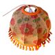 Vintage lampshade suspension with orange flower and ponpons