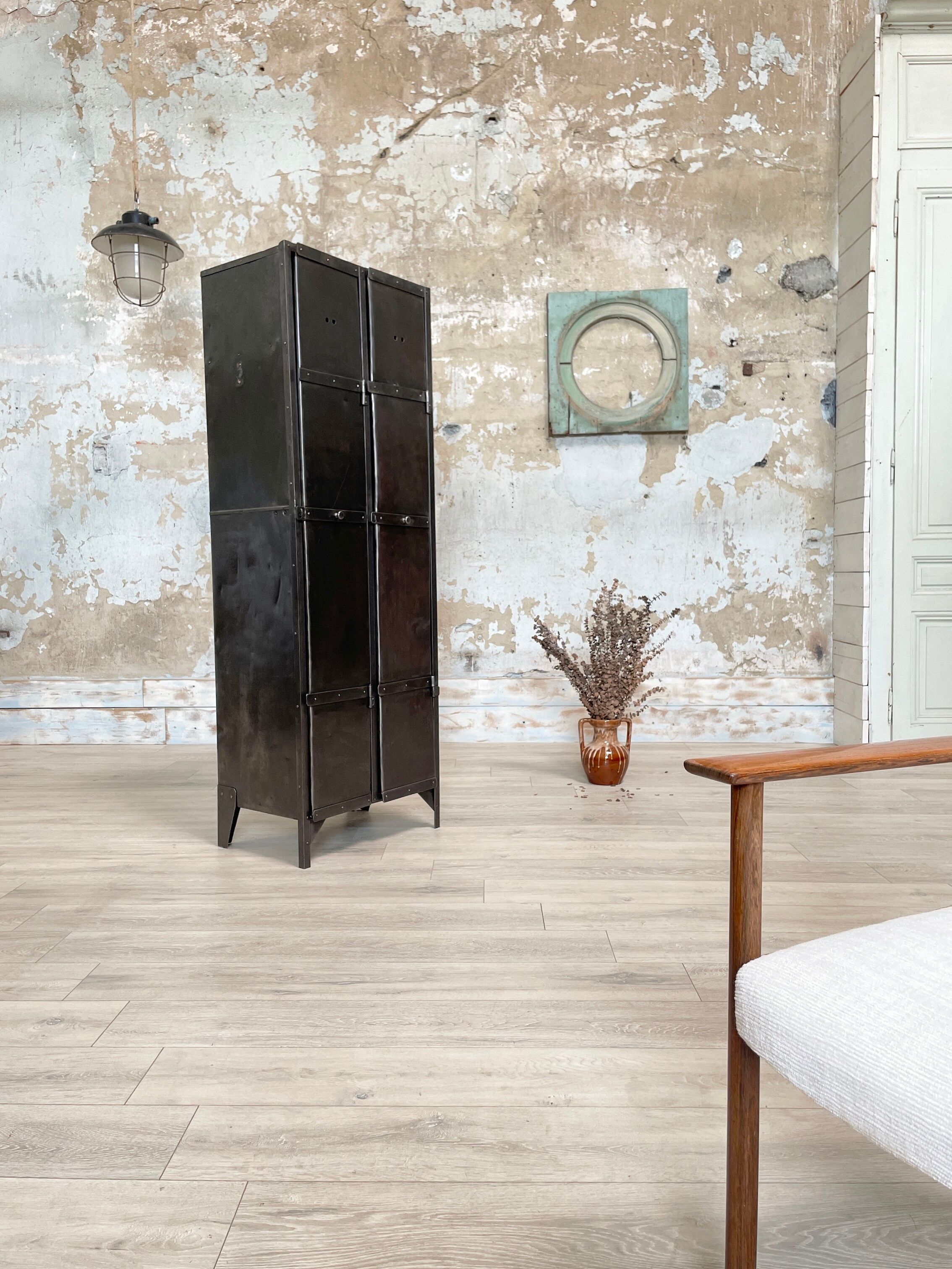 Industrial metal locker room