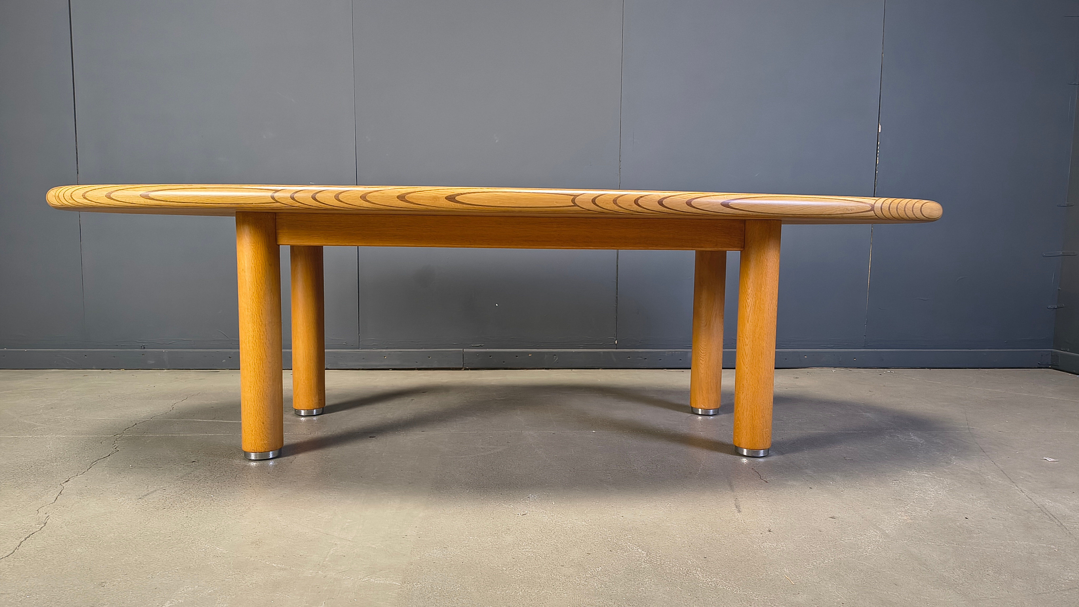 XXL dining table in burl and elm wood, 1980s