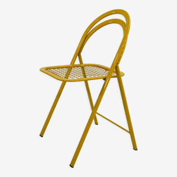 Chaise pliante italienne en métal jaune, 1970
